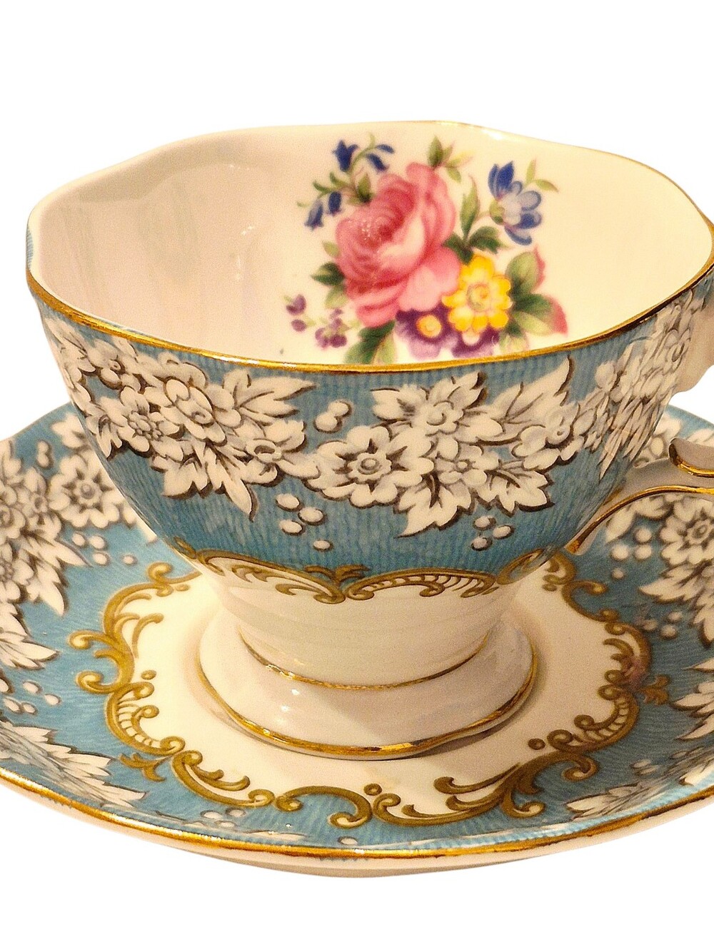 Exquisite Royal Albert Enchantment Teacup&Saucer Bone China England Floral Gold